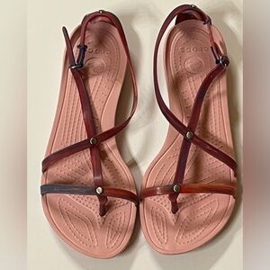 Crocs Really Sexi Pink Marble Strappy Sandals, Size 9